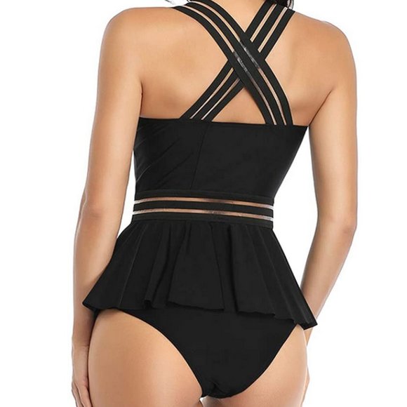 XL Size Black Tankini Swimsuit Womens Swim set top/bottoms NEW - Picture 4 of 5